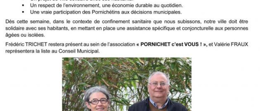 Pornichet Municipales : remerciements de la liste Frédéric Trichet