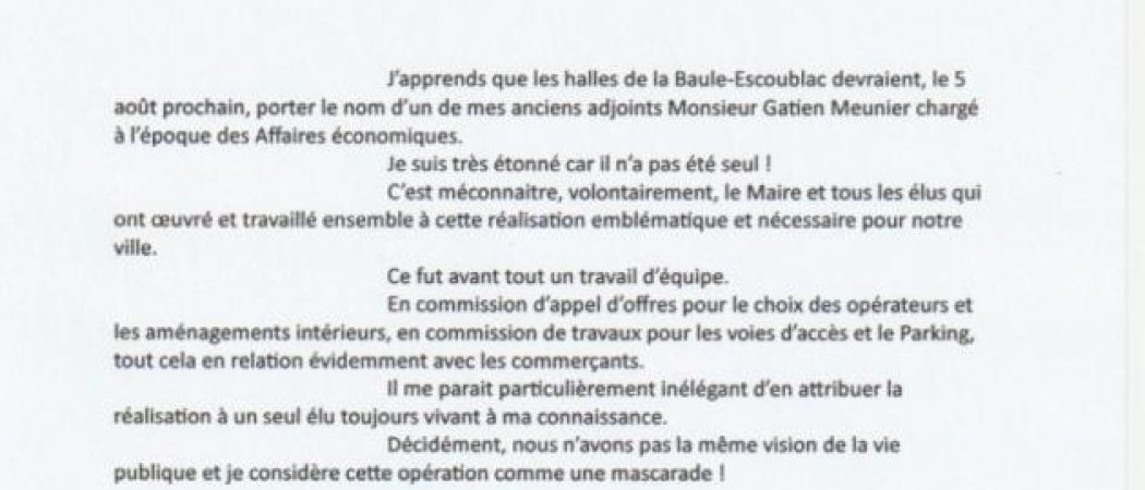 Yves Métaireau s'insurge sur le projet d'appellation des halles de La Baule